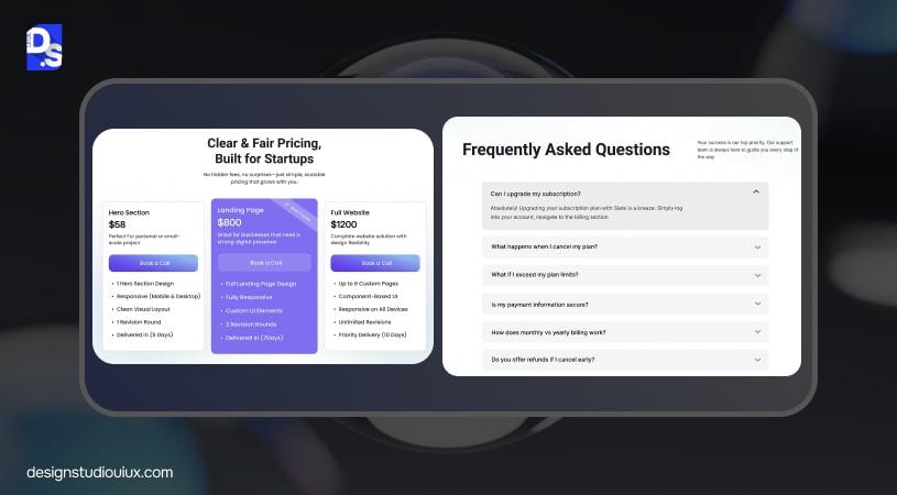 Include An FAQ Section Below Pricing