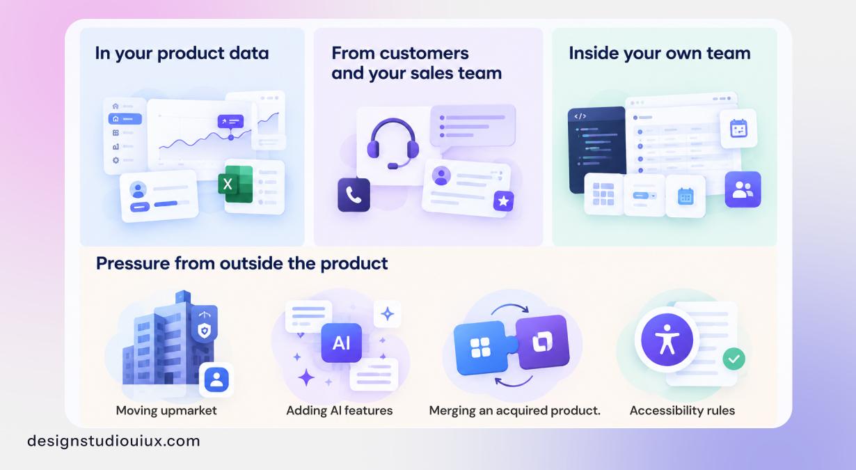 Common signs a SaaS product needs a redesign, including declining engagement, usability issues, outdated navigation and changing business needs.