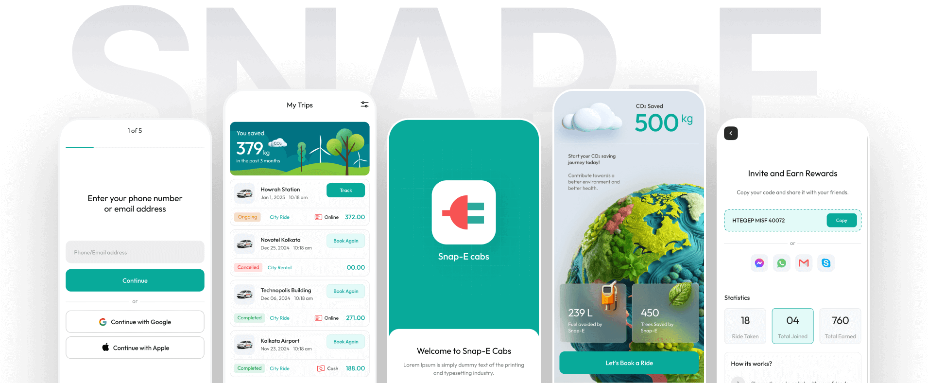 Snap E Cabs Mobile App Redesign Image